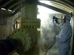 Hot pipe coating installation on industrial manufacturing equipment for thermal management and efficiency