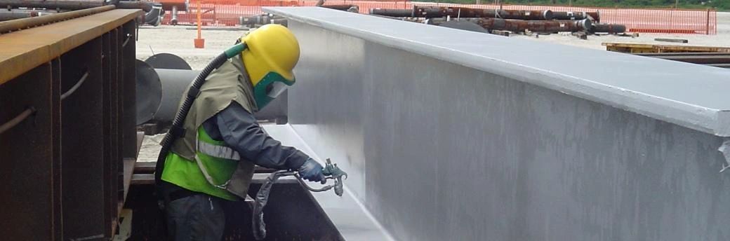 Carbon steel I beam structural members protected from rust and corrosion using Rust Grip industrial coating